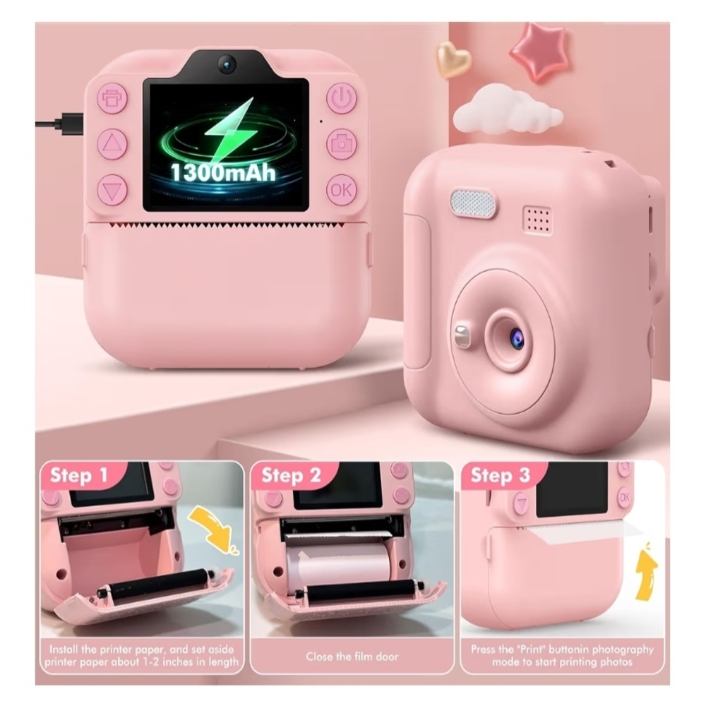 Kids Pink Instant Camera Toy
